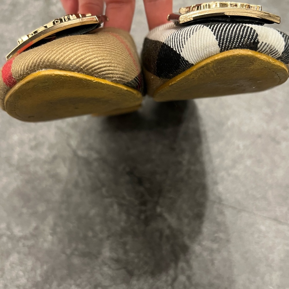 Burberry Tan Plaid & Black Plaid Logo Ballet Flats - Picture 4 of 11